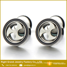 Customized Stainless Steel Unique Black Fake Plugs Epoxy Earring Stud